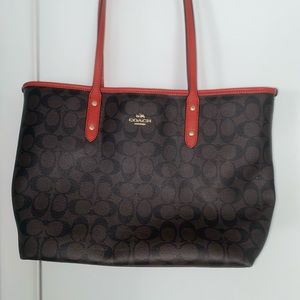 Coach Large Tote with Red/Orange Lining